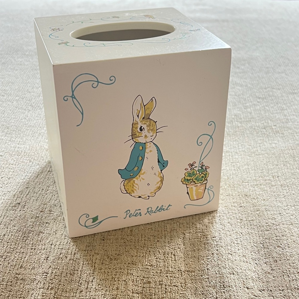 Beatrix Potter Peter Rabbit Wood Tissue Box Cover Eden Wood Collection White